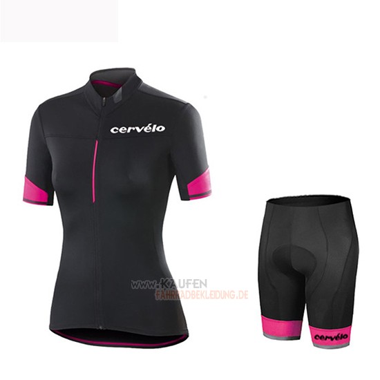 Frau Cervelo Kurzarmtrikot 2019 und Kurze Tragerhose Shwarz Rot