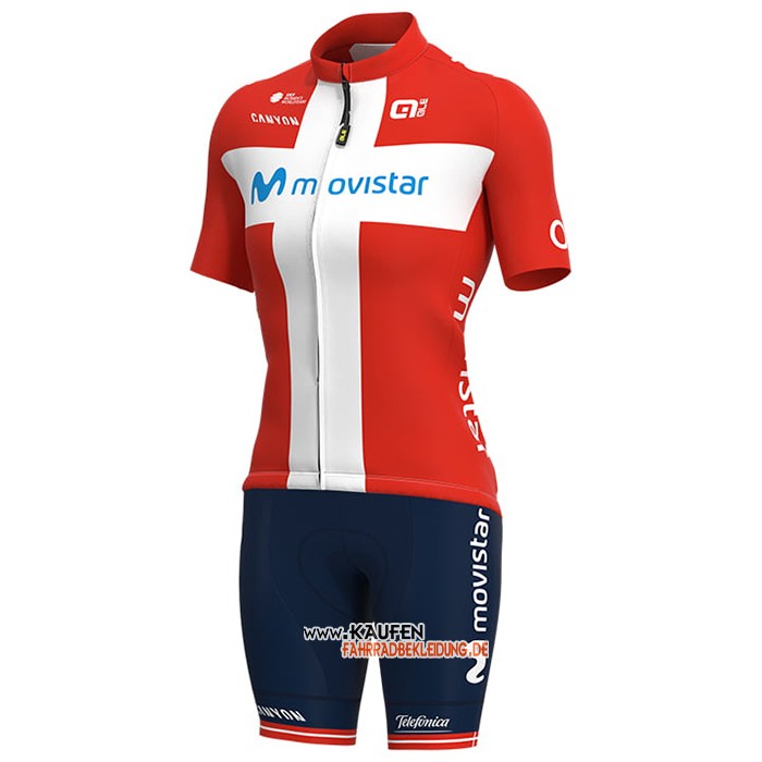 2021 Frau Movistar Kurzarmtrikot und Kurze Tragerhose Campione Danemark