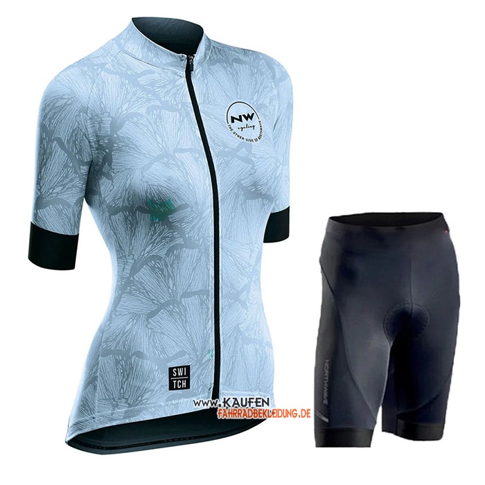 Frau Northwave Kurzarmtrikot 2020 und Kurze Tragerhose Blau Shwarz