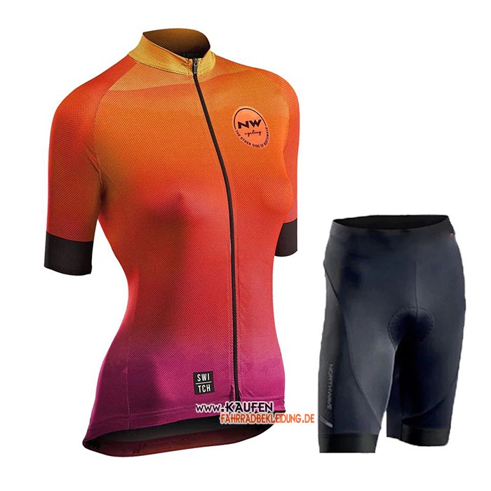 Frau Northwave Kurzarmtrikot 2020 und Kurze Tragerhose Orange