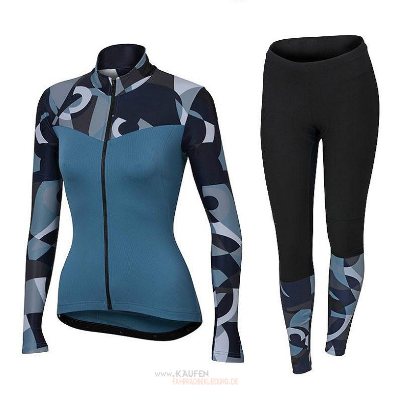 Frau Orbea Langarmtrikot 2018 und Lange Tragerhose Blau