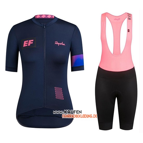 Frau Rapha Kurzarmtrikot 2019 und Kurze Tragerhose Dunkel Blau Rosa