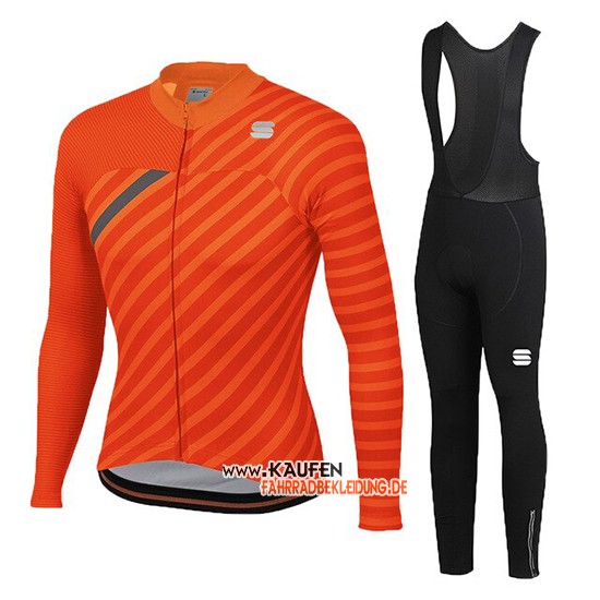 Frau Sportful Langarmtrikot 2019 2020 und Lange Tragerhose Orange Grau