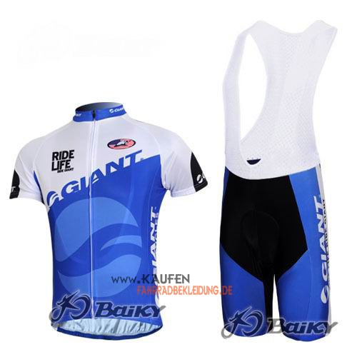 Giant Kurzarmtrikot 2011 Und Kurze Trägerhose Weiß Und Blau