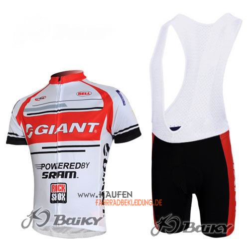 Giant Kurzarmtrikot 2011 Und Kurze Trägerhose Weiß Und Rot