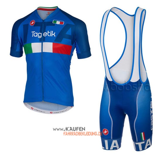 Italien Kurzarmtrikot 2016 Und Kurze Tr?gerhose Wei? Und Blau