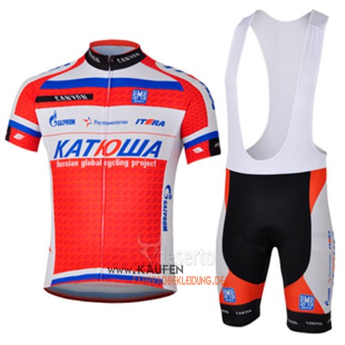 Katusha Kurzarmtrikot 2013 Und Kurze Trägerhose Weiß Und Rot