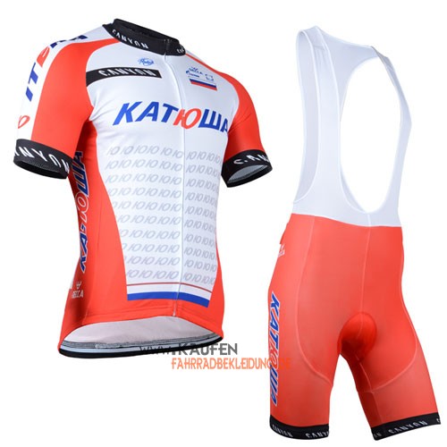 Katusha Kurzarmtrikot 2015 Und Kurze Trägerhose Weiß Und Orange