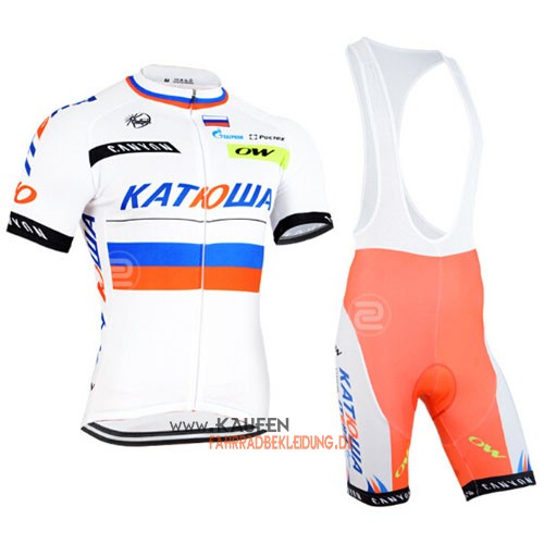 Katusha Kurzarmtrikot 2015 Und Kurze Trägerhose Weiß Und Orange