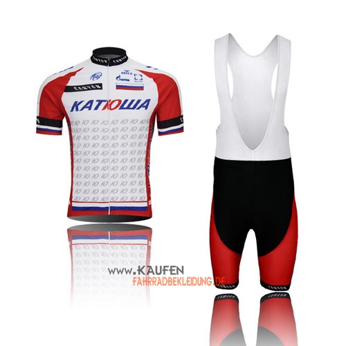 Katusha Kurzarmtrikot 2015 Und Kurze Trägerhose Weiß Und Rot