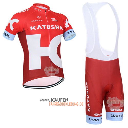 Katusha Kurzarmtrikot 2016 Und Kurze Trägerhose Weiß Und Rot