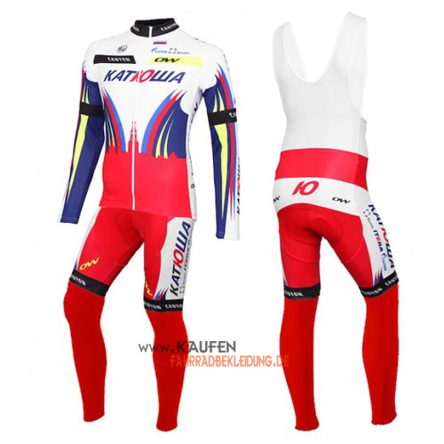 Katusha Langarmtrikot 2016 Und Lange Trägerhose Weiß Und Rot