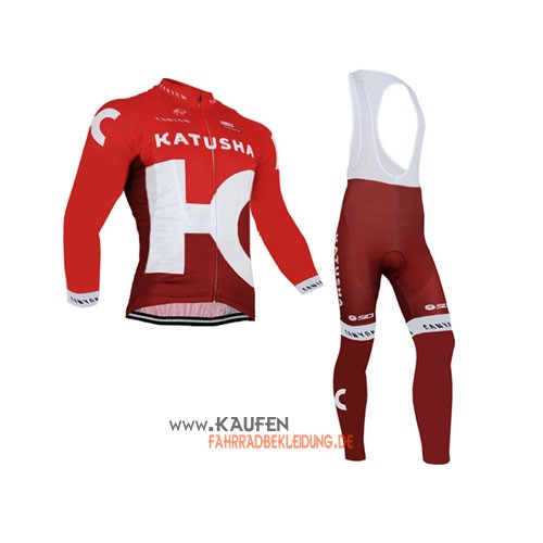 Katusha Langarmtrikot 2016 Und Lange Trägerhose Weiß Und Rot