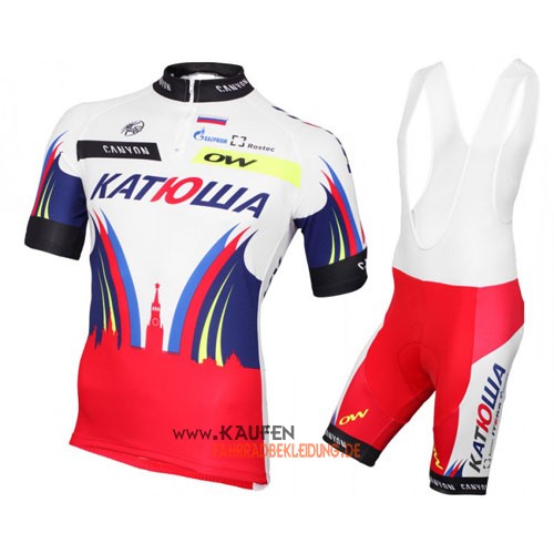 Katusha Langarmtrikot 2016 Und Lange Trägerhose Weiß Und Rot