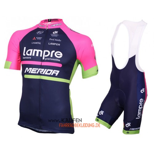 Lampre Kurzarmtrikot 2016 Und Kurze Trägerhose Blau Und Pink