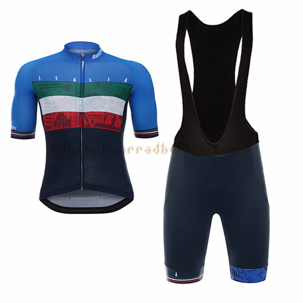 Italia Kurzarmtrikot 2017 Und Kurze Tragerhose shwarz Und blau