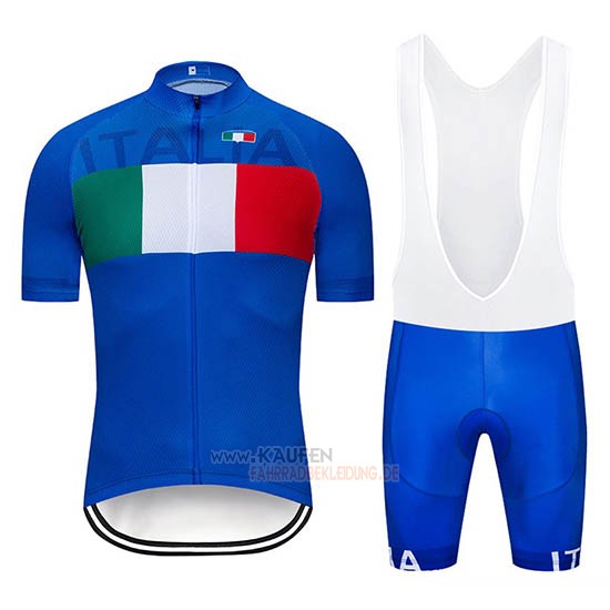 Italien Kurzarmtrikot 2019 und Kurze Tragerhose Blau