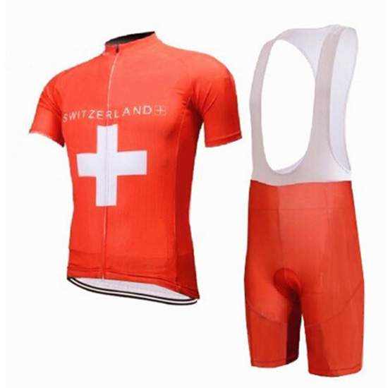 Schweiz Kurzarmtrikot 2018 und Kurze Tragerhose Rot