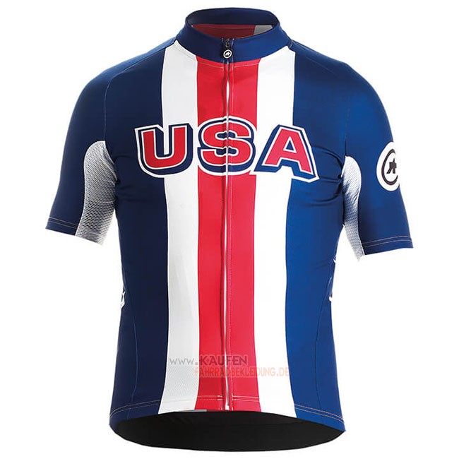 USA Kurzarmtrikot 2018 und Kurze Tragerhose Blau Rot Wei