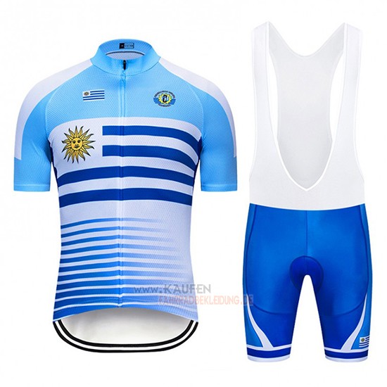 Uruguay Kurzarmtrikot 2019 und Kurze Tragerhose Blau Wei