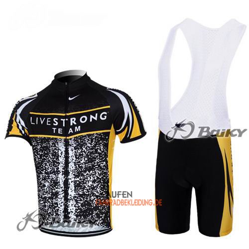 LiveStrong Kurzarmtrikot 2012 Und Kurze Trägerhose Shwarz Und Ge