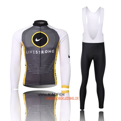 LiveStrong Langarmtrikot 2011 Und Lange Trägerhose Grau Und Weiß