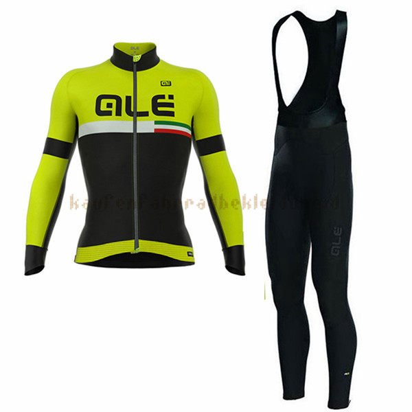 ALE Graphics Prr Tirreno Langarmtrikot 2017 Und Lange Tragerhose shwarz Und gelb