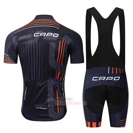 Capo Kurzarmtrikot 2018 und Kurze Tragerhose Shwarz Grau Orange