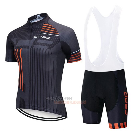 Capo Kurzarmtrikot 2018 und Kurze Tragerhose Shwarz Grau Orange