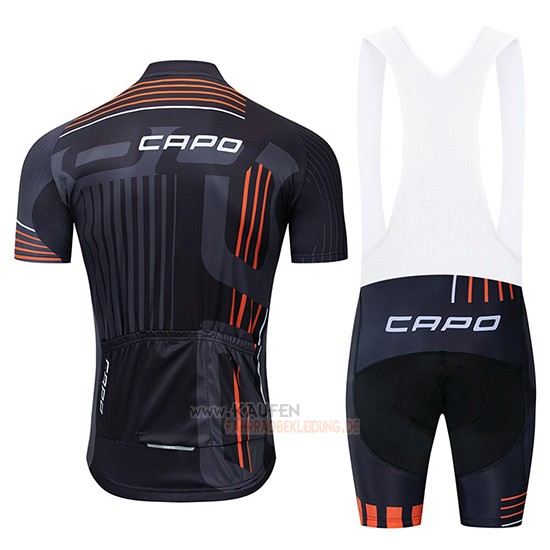 Capo Kurzarmtrikot 2018 und Kurze Tragerhose Shwarz Grau Orange