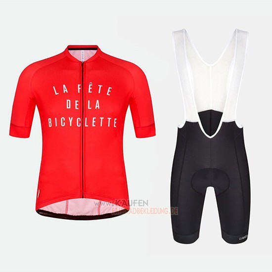 La Fete De La Bicyclette Kurzarmtrikot 2018 und Kurze Tragerhose Rot