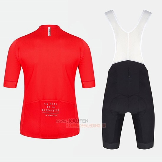 La Fete De La Bicyclette Kurzarmtrikot 2018 und Kurze Tragerhose Rot