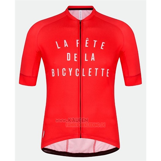 La Fete De La Bicyclette Kurzarmtrikot 2018 und Kurze Tragerhose Rot