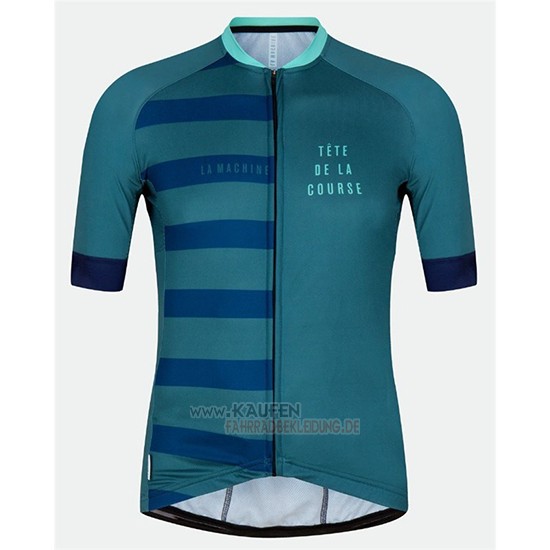 Tete De La Course Kurzarmtrikot 2018 und Kurze Tragerhose Grun Blau