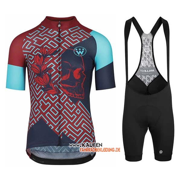 Assos Fastlane Wyndymilla Kurzarmtrikot 2020 und Kurze Tragerhose Rot Blau