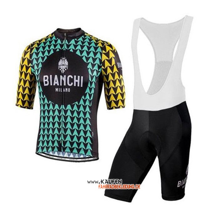 Bianchi Kurzarmtrikot 2020 und Kurze Tragerhose Shwarz Blau Gelb