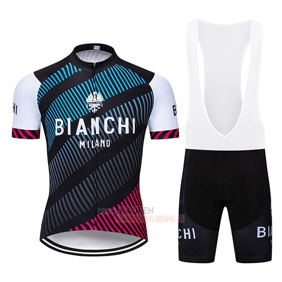 Bianchi Kurzarmtrikot 2019 und Kurze Tragerhose Blau Shwarz Rot