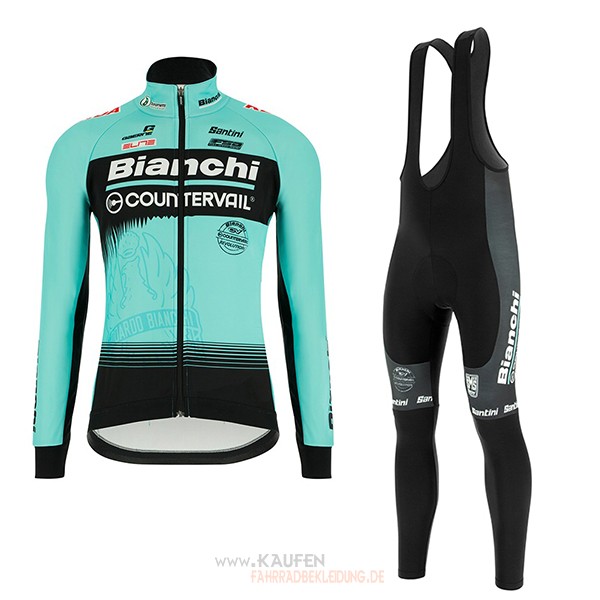 Bianchi Langarmtrikot 2018 und Lange Tragerhose Blau