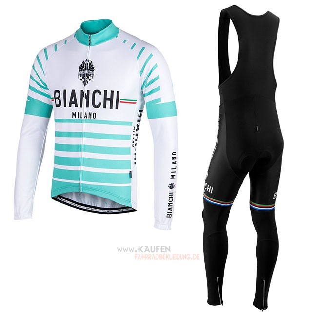 Bianchi Milano Nalles Langarmtrikot 2018 und Lange Tragerhose Hellblau Wei