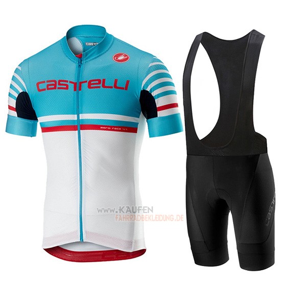 Castelli Free AR 4.1 Kurzarmtrikot 2019 und Kurze Tragerhose Himmelblau Wei