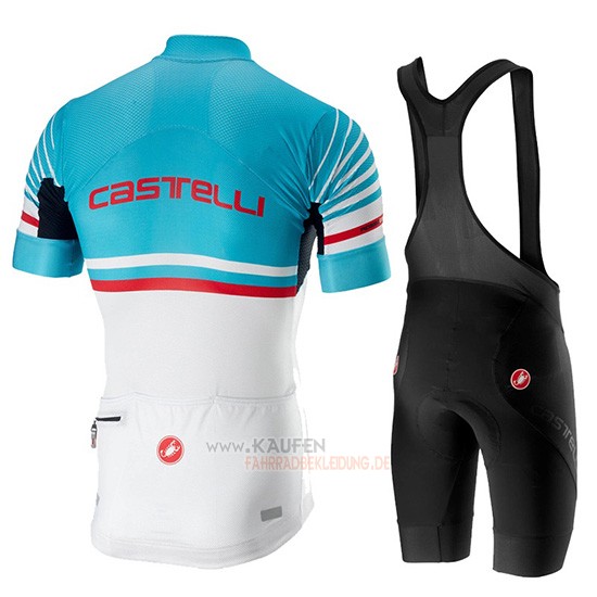Castelli Free AR 4.1 Kurzarmtrikot 2019 und Kurze Tragerhose Himmelblau Wei