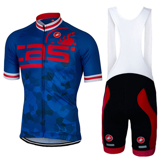 Castelli Kurzarmtrikot 2017 und Kurze Tragerhose blau und rot