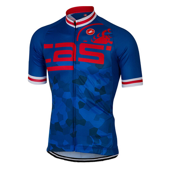 Castelli Kurzarmtrikot 2017 und Kurze Tragerhose blau und rot