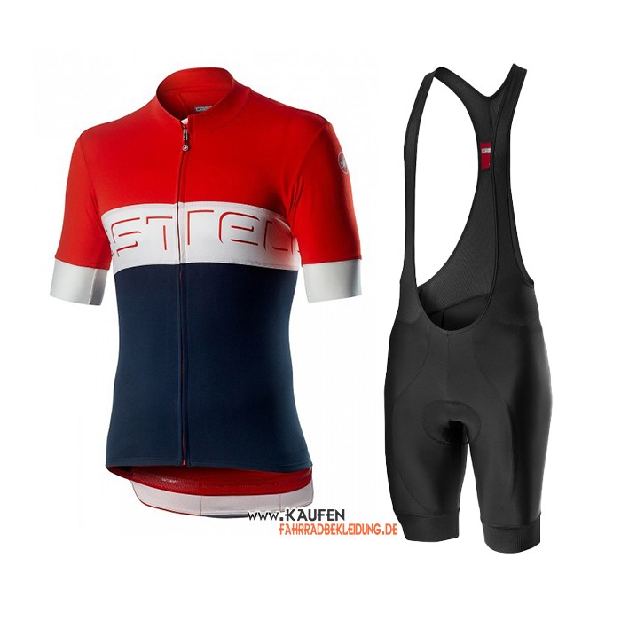 Castelli Kurzarmtrikot 2020 und Kurze Tragerhose Rot Blau