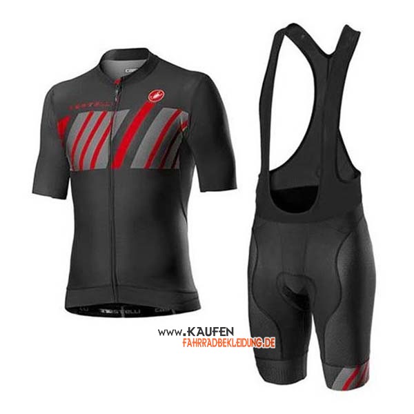 Castelli Kurzarmtrikot 2020 und Kurze Tragerhose Shwarz Grau Rot