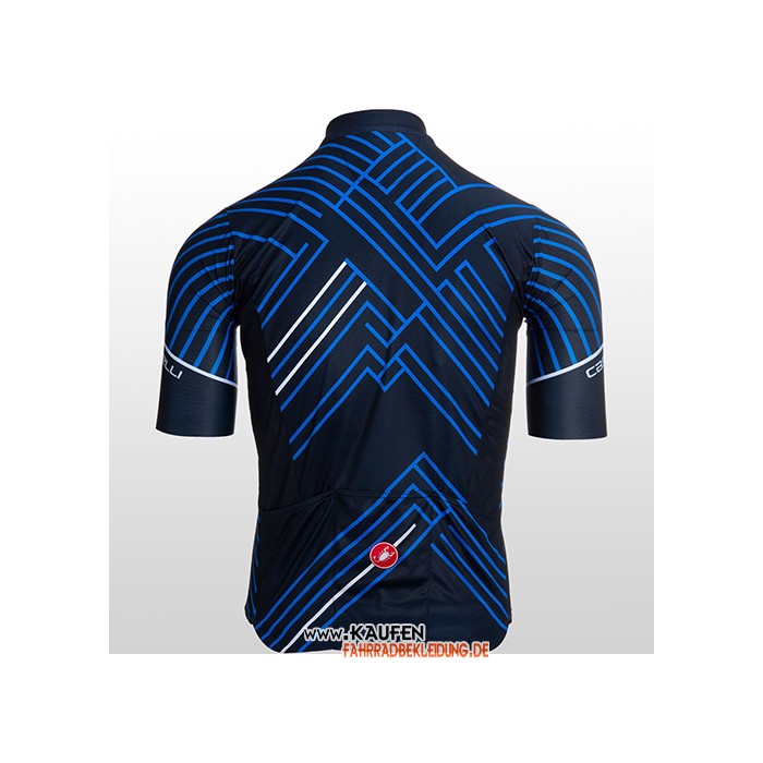2021 Castelli Kurzarmtrikot und Kurze Tragerhose Blau Shwarz Wei
