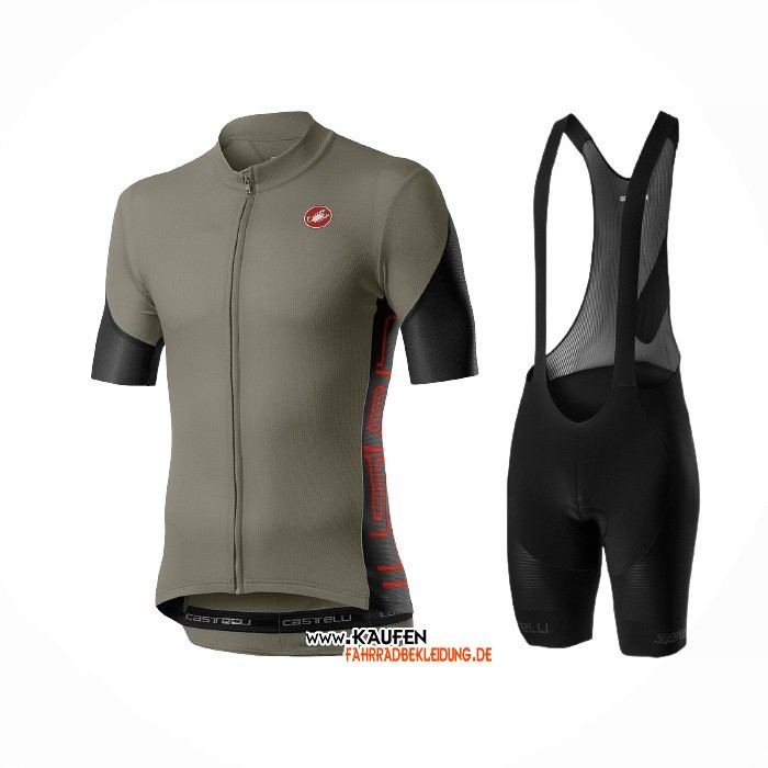 2021 Castelli Kurzarmtrikot und Kurze Tragerhose Dunkel Grun