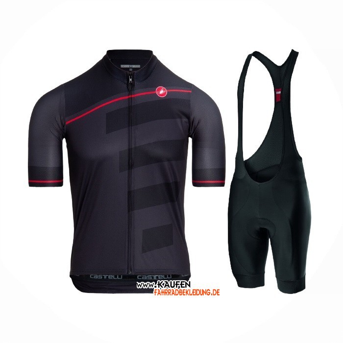 2021 Castelli Kurzarmtrikot und Kurze Tragerhose Dunkel Shwarz