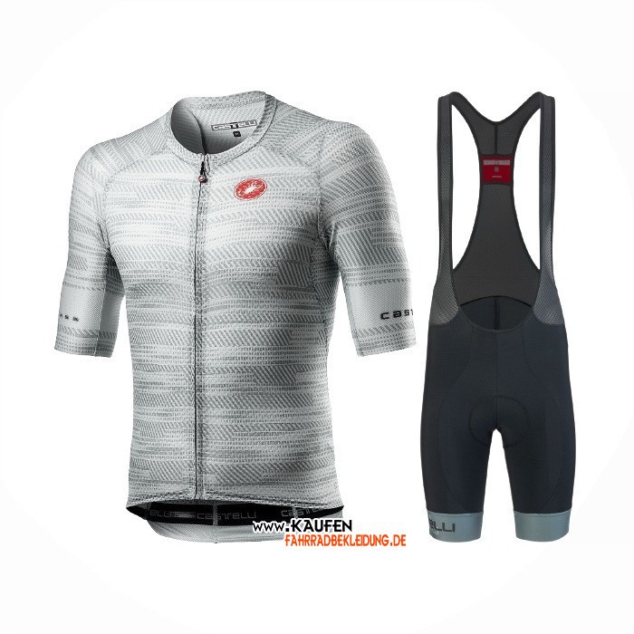 2021 Castelli Kurzarmtrikot und Kurze Tragerhose Grau Wei