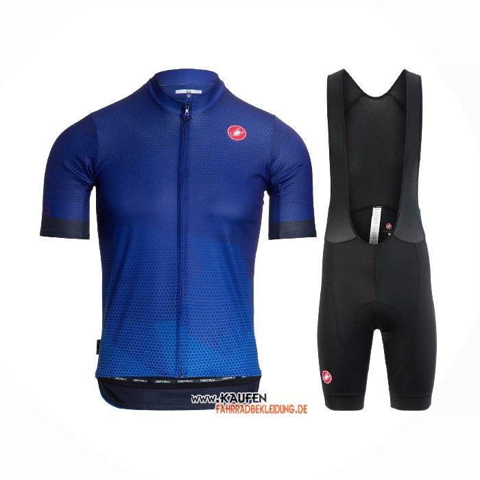 2021 Castelli Kurzarmtrikot und Kurze Tragerhose Hell Blau